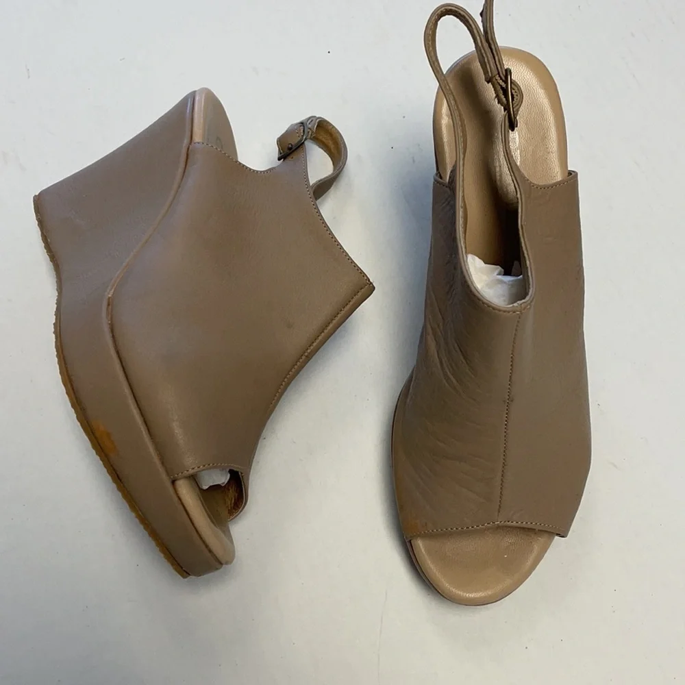 Cordani peep toe leather wedges
